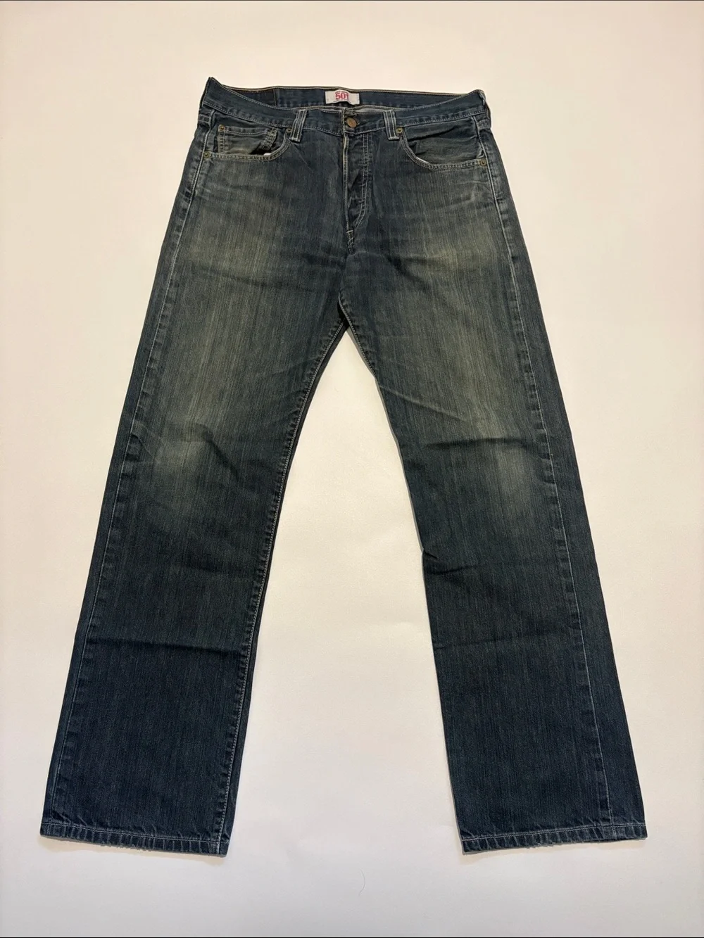 Levi's 50 Straight-Leg Button-Fly Jeans in Faded Dark Blue